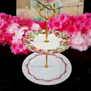 Handmade 2 Tier Cake Stand Dessert Jewelry Trinket Tray Tea Party Decor Gift